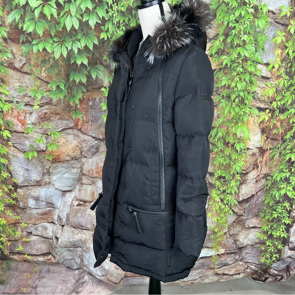 DEREK LAM 10 CROSBY Black Designer Cozy Duck Down and Fox Fur Parka, XS - Picture 7 of 16